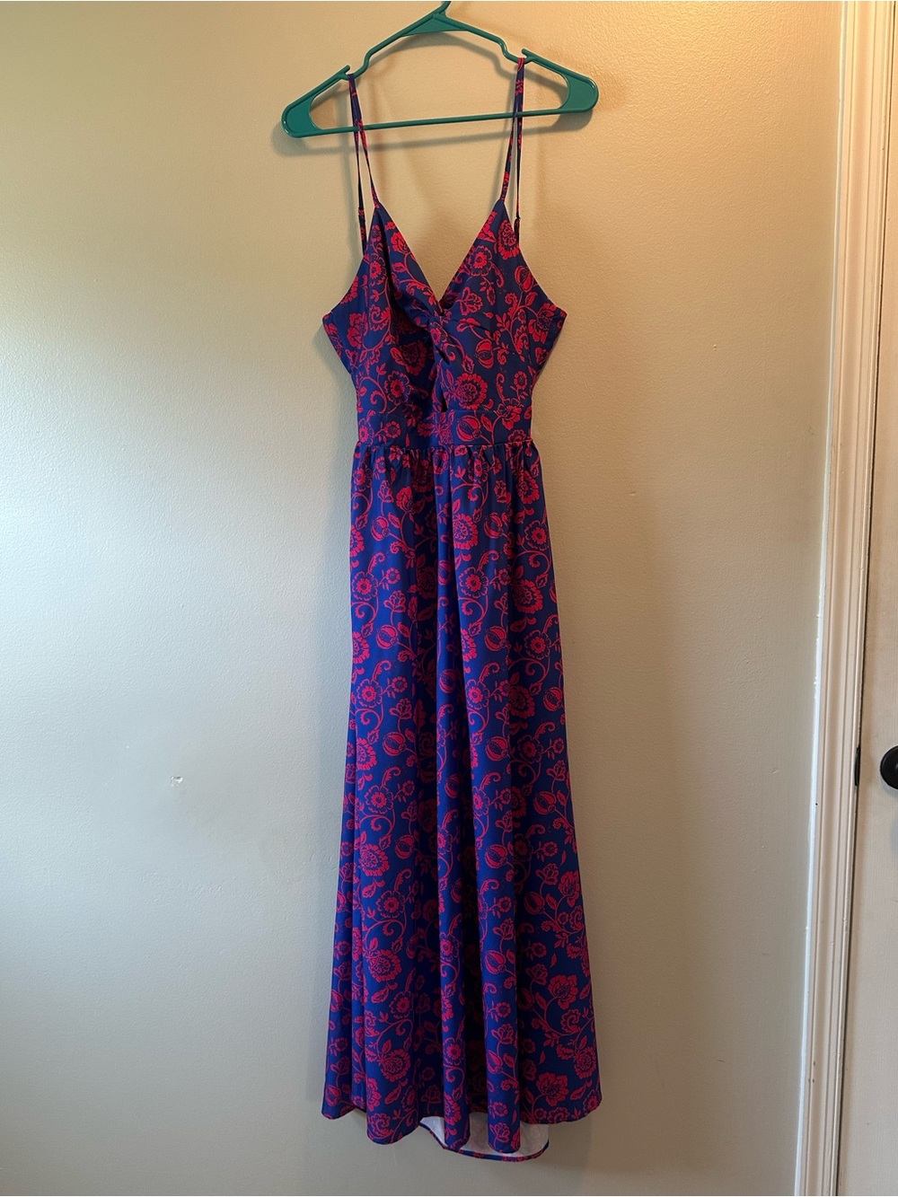CUPSHE Blue Red Floral Maxi Dress NWT
